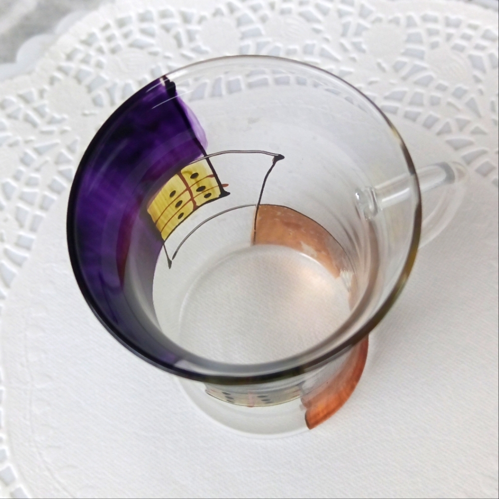 Vintage 4x Irish Coffee Glass Tumblers Hand-Painted Purple & Metallic Gold - Picture 11 of 17